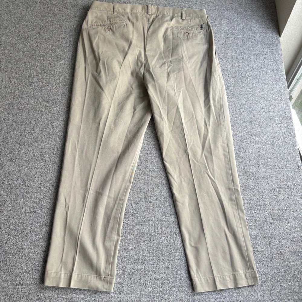 Polo Ralph Lauren Pants Mens 36x30 Ethan Pant Khaki Tan Pleated Cotton Chino